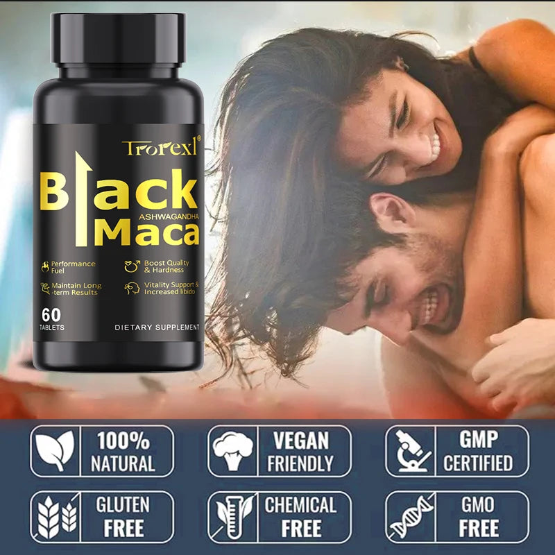 Natural Black Maca ERECTEnhancer, Male Power Strength Supplements for Volume Enhancing, Max Stamina Capsule for Man