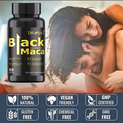 Natural Black Maca ERECTEnhancer, Male Power Strength Supplements for Volume Enhancing, Max Stamina Capsule for Man