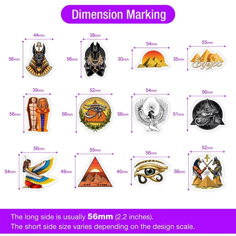 Egyptian Culture Sticker Pack – Pyramids & Pharaohs Waterproof Decals for Scrapbook & Laptop