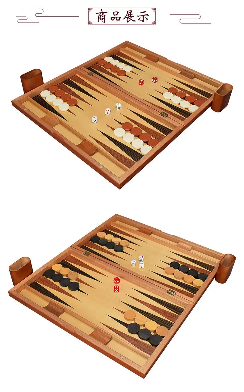 11/13/15/17/19 Inch Wooden Backgammon Set - Classic Board Game for Home & Party Entertainment