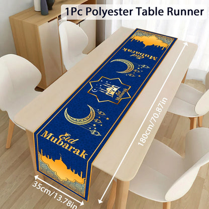 EID Mubarak Decoration Table Runner Ramadan Decor 2024 For Home Tablecloth Ramadan Kareem Islamic Muslim Party Eid Al-Fitr Gifts