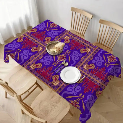 Flying Carpet Aladdin Rectangle Tablecloth - Waterproof, Easy Clean For Home Dinners, Parties & Outdoor Picnics