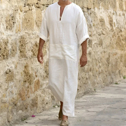 Short Sleeve Solid Color Men Muslim Islamic Kaftan Robe Jubba Thobe Kaftan Muslim Robe Casual Dubai Saudi Arabia Abaya Robes 5XL