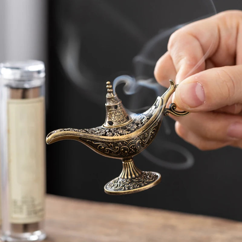 Antique Style Lamp Metal Incense Burner Scented Unscented Candle Holder Home Decor Gift Arabic Incense Burner【Homeclub】