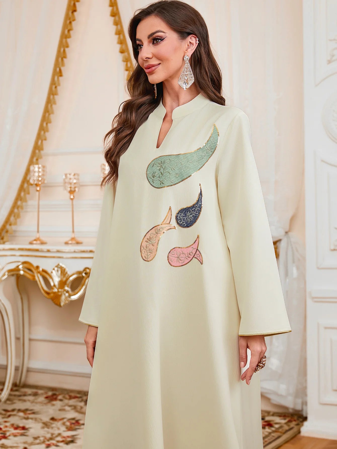 Elegant Eid Muslim Evening Party Jalabiya Marocain Dress Ramadan Arabic Embroidery Abaya Islamic Turkish Moroccan Kaftan Gown