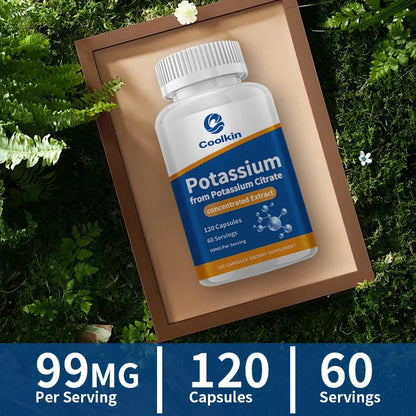 Natural Potassium Citrate - Supports Electrolyte Balance and Normal PH, Non-GMO and Gluten-free, Absorbable Potassium Supplement