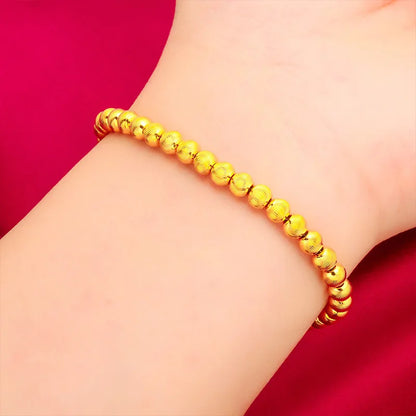 Ins Cat's Eye Gold Bracelet! 24K Gold AU999 Women's, Gradient Cat's Eye + Matte Gold Contrast, Elastic Adjustable
