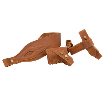 WAYNE'S DOG 1 Combo LeatherRifle Gun No Drill Harnessed Buttstock Holder with Barrel Mount with Matched Gun Sling Shoulder Strap