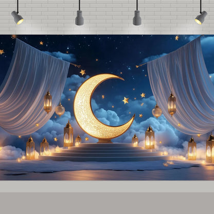 Arabic Aladdin Muslim Gold Mosque Background Fabric Princess Birthday Party Gift Photography Prop Decoration Banner Girl Poster