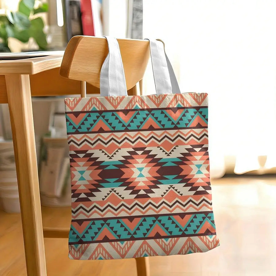 Azteca Nomad – Navajo Pattern Double-Sided Canvas Shoulder Tote