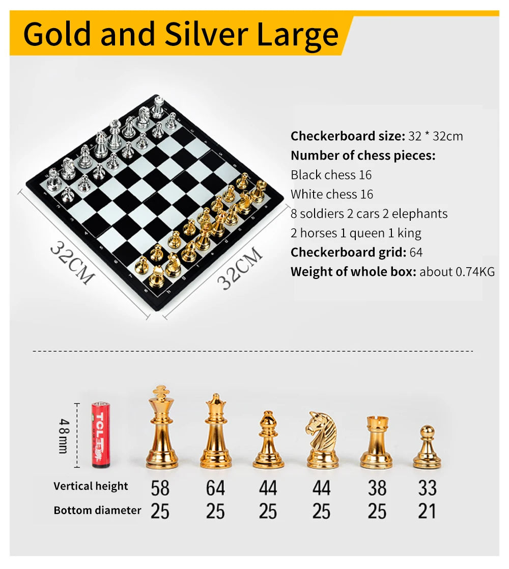 Portable Special Magnetic Chess Backgammon Checkers Set Big Board Draughts Entertainment Christmas Travel Games Aldult Kids Gift