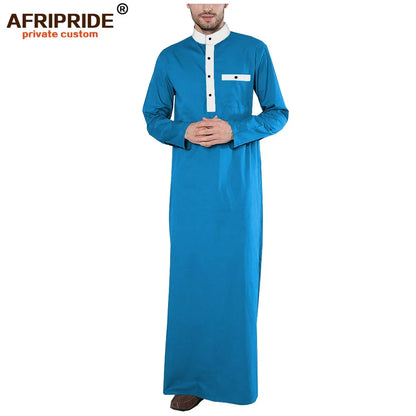 2026 Spring New Men's Jubba Thobe AFRIPRIDE Tailor Made Full Sleeves Single Breasted 100% Cotton Jubba Thobe for Men A1914001