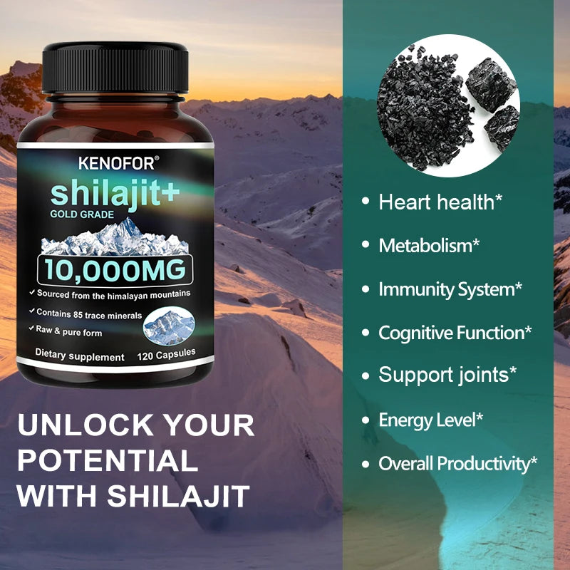 Shilajit Capsules - Increases Energy and Vitality, Supports Memory and Brain Function, , Promote Digestive Health, Non-GMO