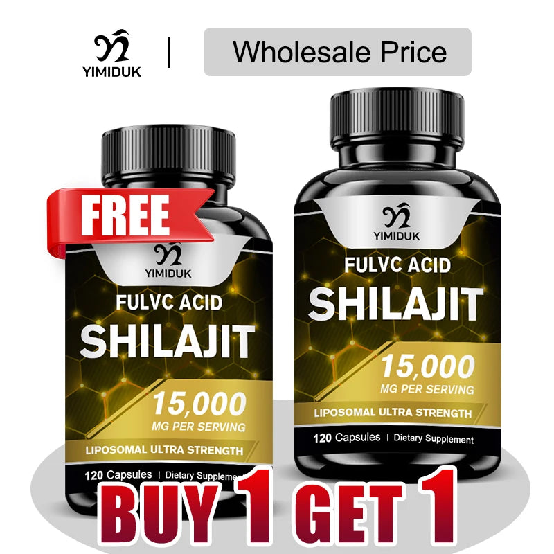 Shilajit Pure Himalayan 15000 Mg Pill, with Fulvic Acid, Support Immune System, Bone Health, Metabolism, Men & Women, Non-GMO