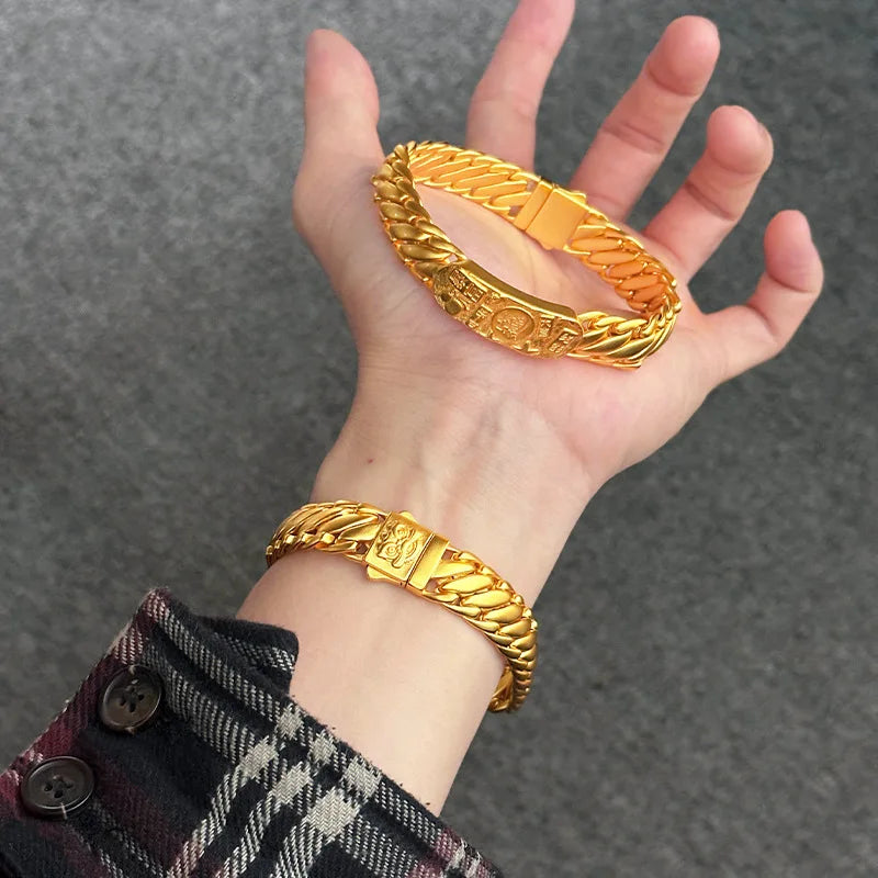 Luxury 24K 9999 Pure Gold real gold Jiyan Brand Men's and Women's Bracelet