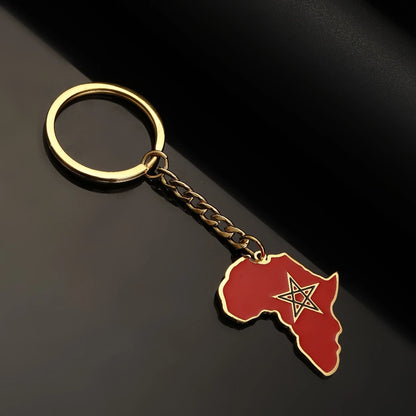 Africa Map Keychain – Stainless Steel Hip-Hop Jewelry, Morocco to South Africa
