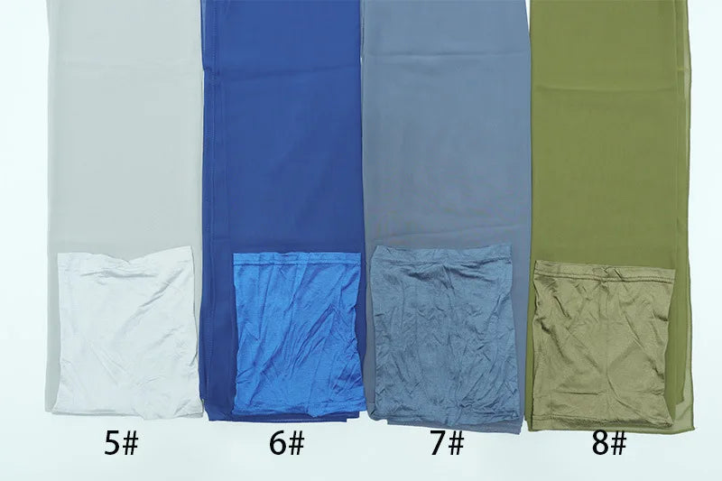 Elegant Pearl Chiffon Satin Cotton Women's Scarf Tube Hijab Muslim Headscarf Middle Eastern Long Shawl