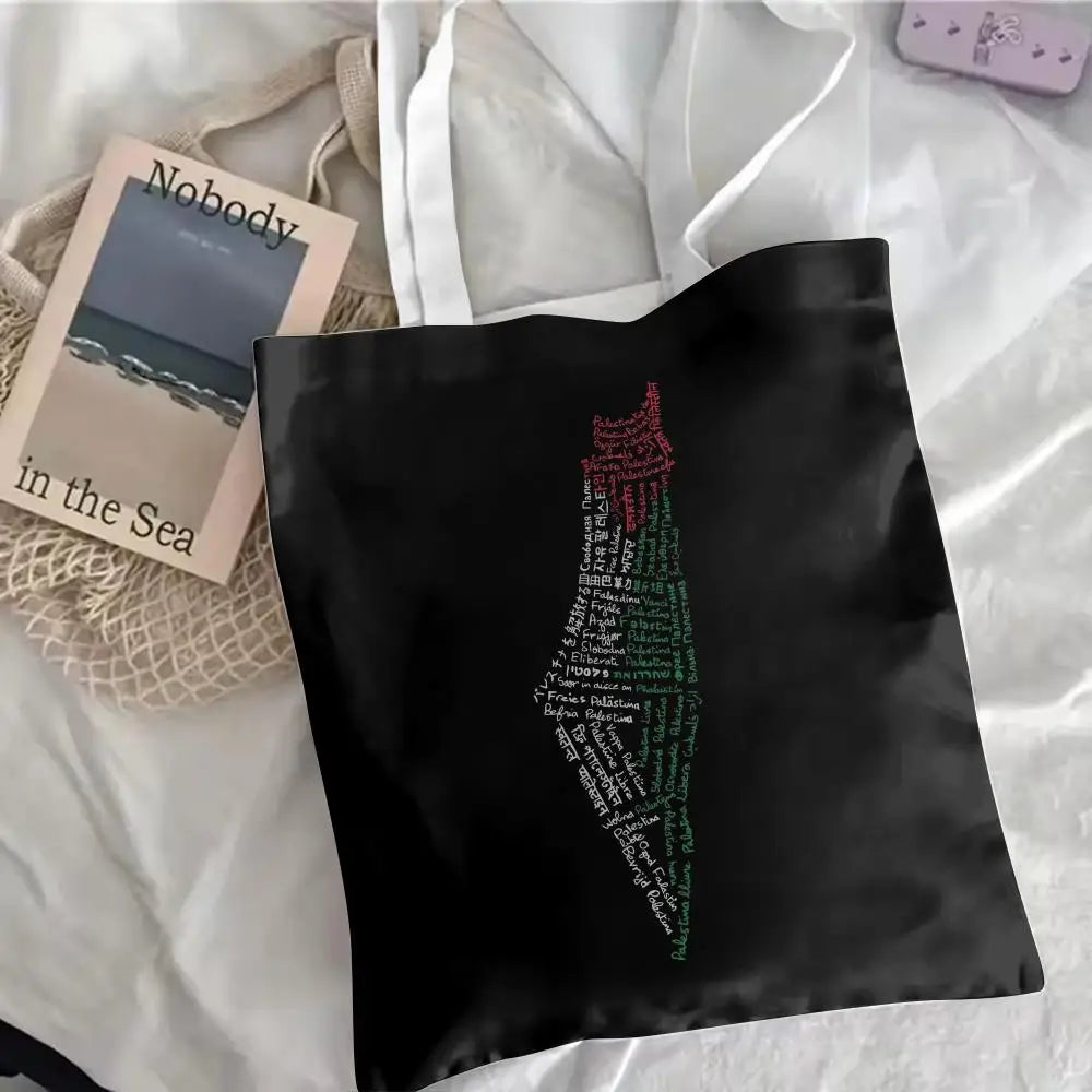 The Olive Map – Arabic Calligraphy Canvas Shoulder Tote