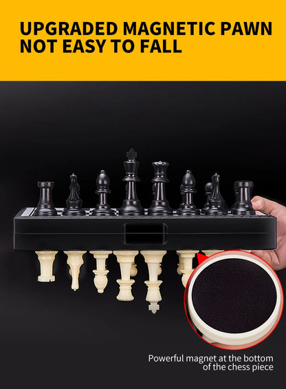 Portable Special Magnetic Chess Backgammon Checkers Set Big Board Draughts Entertainment Christmas Travel Games Aldult Kids Gift