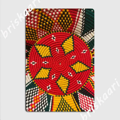 Ethiopian Patterns Metal Signs Wall Mural Customize Ethiopian Cultural Colorful Traditional Habesha Art Work Tin sign Posters