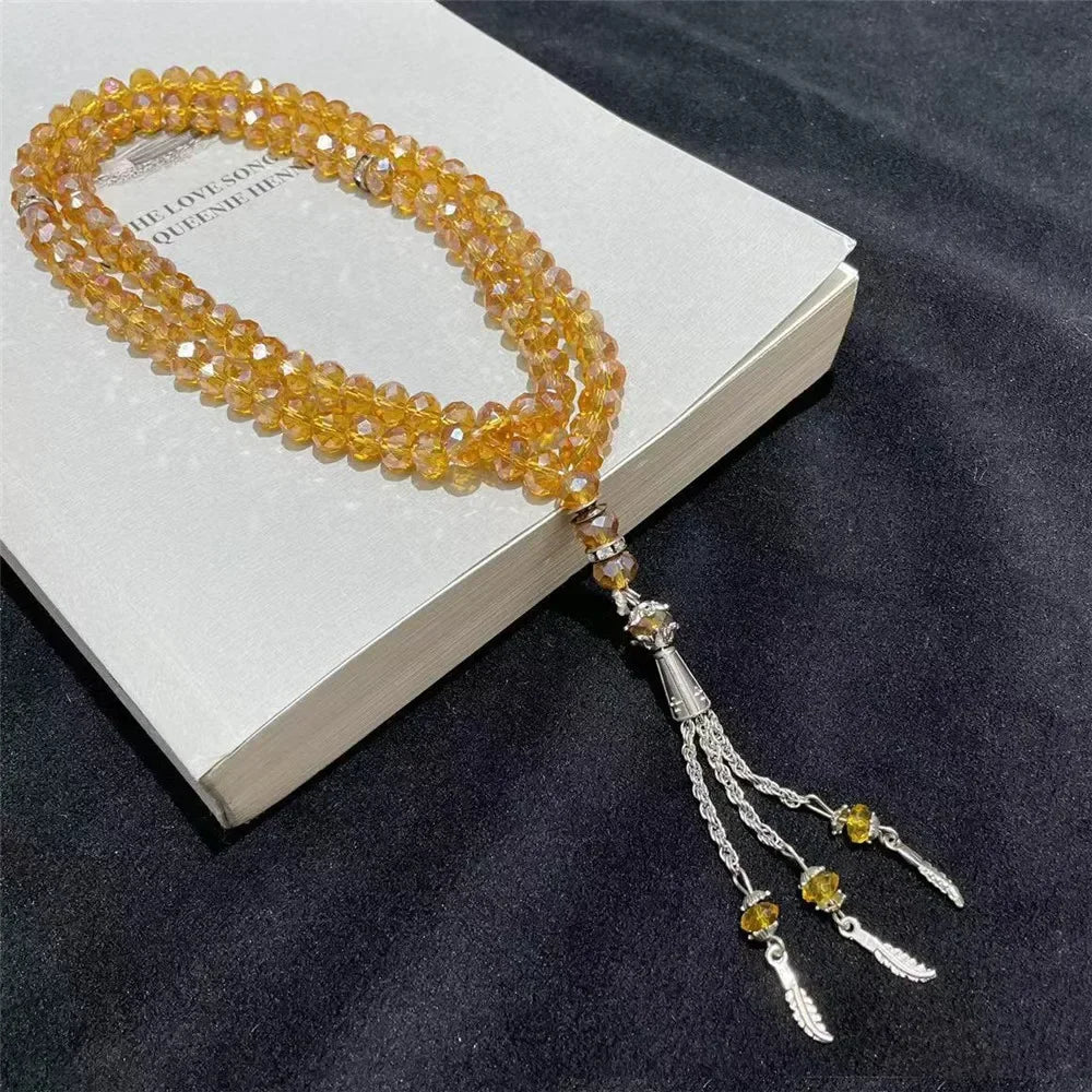 Islamic Tasbih Muslim Rosary Beads Glass 99 Prayer Rosary For Men Bracelet Natural Stone Handmade Turkey Ramadan Chains Pendant