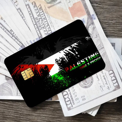 Palestine Flag Card Stickers Waterproof Film skin Cover 4PCS Credit Card stickers Debit Front Decoration Bank Subway Pass