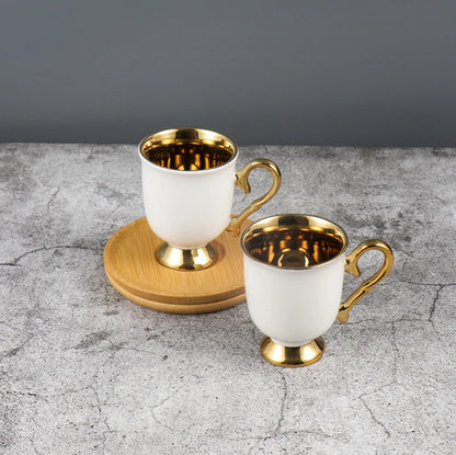 Best 2pcs/set Turkish Coffee Cups Set Of 2 Ceramics Cup Of Coffee Creative Gifts Relief Teacup And Saucer Set Retro 90ml Gobelet