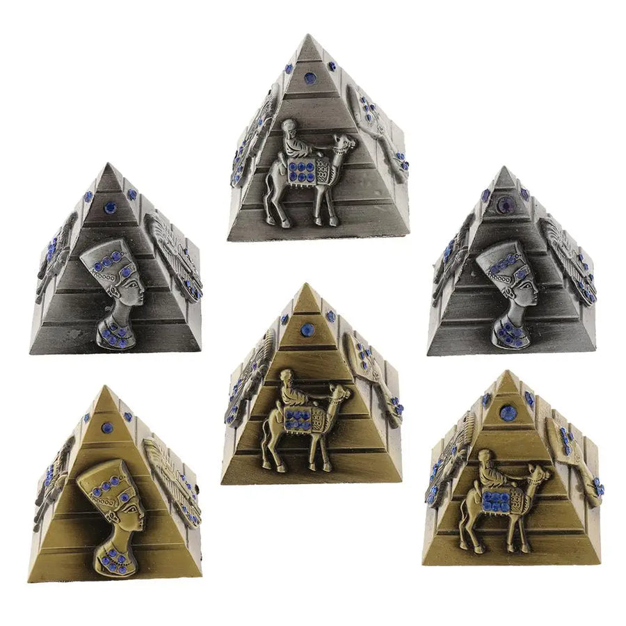 Vintage Metal Pyramid Model – Egyptian Architecture Statue for Desk & Home Decor