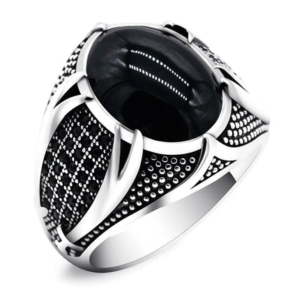 Turkish Men's Ring Vintage Black Zircon Fashion Punk Wind Islamic Religious Muslim Jewelry
