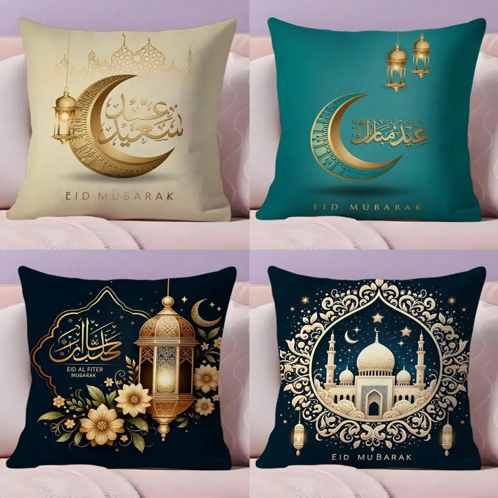 Ramadan Islamic Eid Muslim Halal Cushion Cover Plush Fabric Soft  Printed Sofa Warm Winter Home Gift Pillow Cover