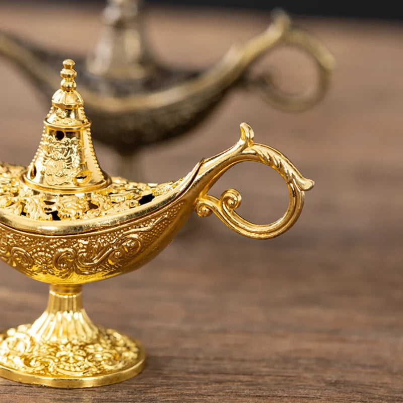 Magic Genie Lamps Incense Burners Retro Wishing Oil Lamp Home Decor Gift Hollow Legend Aladdin