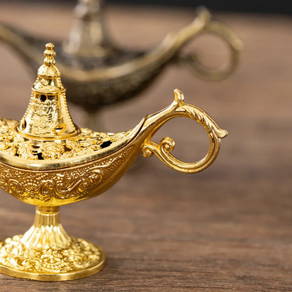 Magic Genie Lamps Incense Burners Retro Wishing Oil Lamp Home Decor Gift Hollow Legend Aladdin