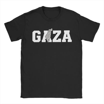 Palestine Gaza Typography T-Shirt Men  Novelty 100% Cotton Tee Shirt O Neck Short Sleeve T Shirt Graphic Clothing