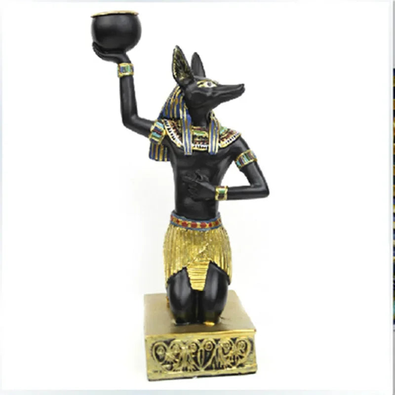 Egyptian Sphinx & Anubis Candleholder – Resin Candlestick, Retro Home Decor