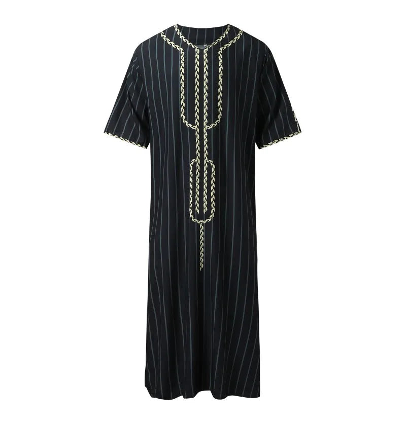 Men's Luxury Graphics Muslim Robes Arab National Loose Casual V-Neck Mid-sleeved Retro Ethnics Jumpsuit Summer M-4XL 2025 New