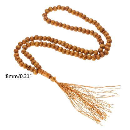 Natural 8mm Wood Beads Muslim Tasbih Prayer Beads 99 Wooden Rosary Misbaha Beads Islamic Religion Eid Ramadan Gift