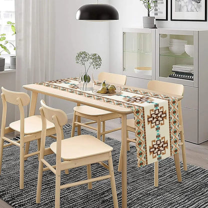 The Aztec Linen – Boho Abstract Geometric Table Runner