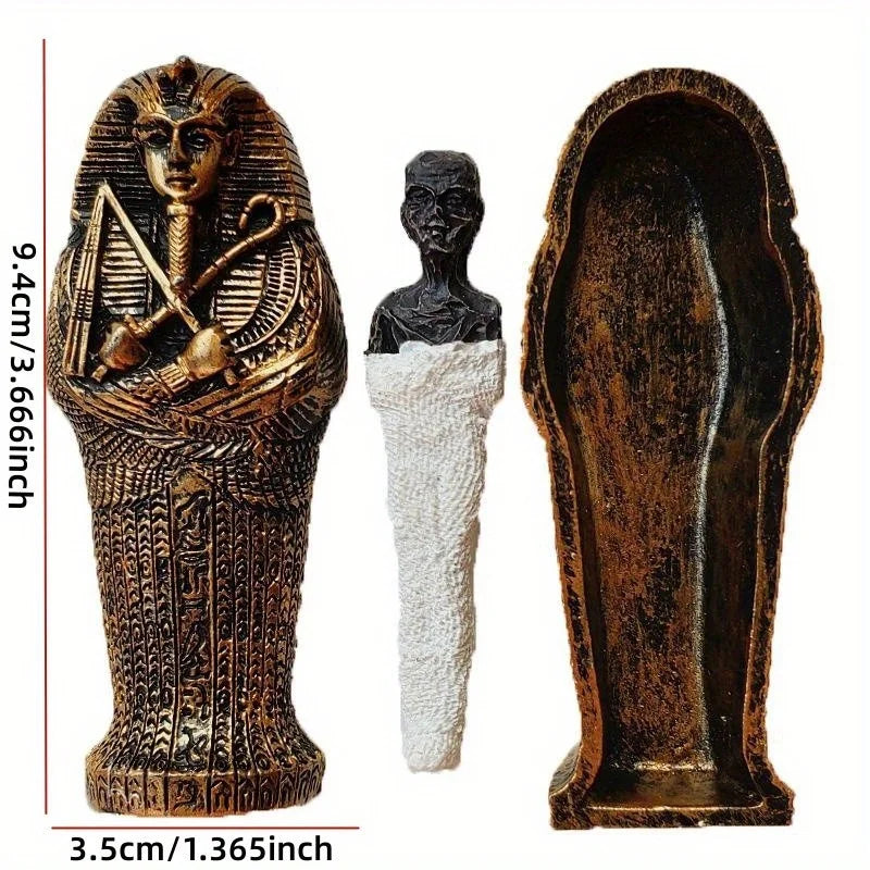 Egyptian Coffin & Mummy Miniature – Resin Collectible Art Decor