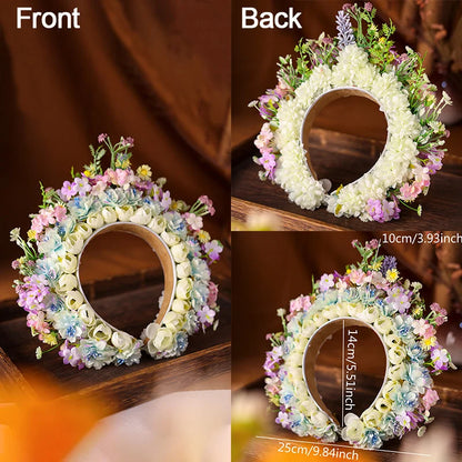 Women Head-Dress Colorful Flower Headband Hair Wreath Wedding Party Costume Headpiece for Bridal Women Fashion Hair Accessory