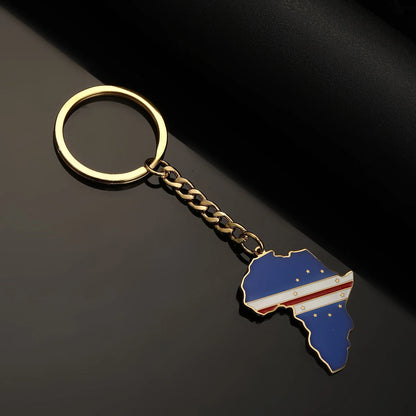 Africa Map Keychain – Stainless Steel Hip-Hop Jewelry, Morocco to South Africa