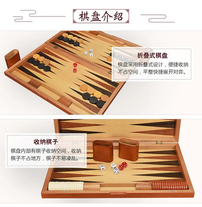 11/13/15/17/19 Inch Wooden Backgammon Set - Classic Board Game for Home & Party Entertainment