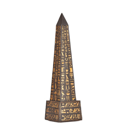 Gold-Plated Egyptian Obelisk – Resin Hieroglyphic Monument, Ancient Civilization Decor