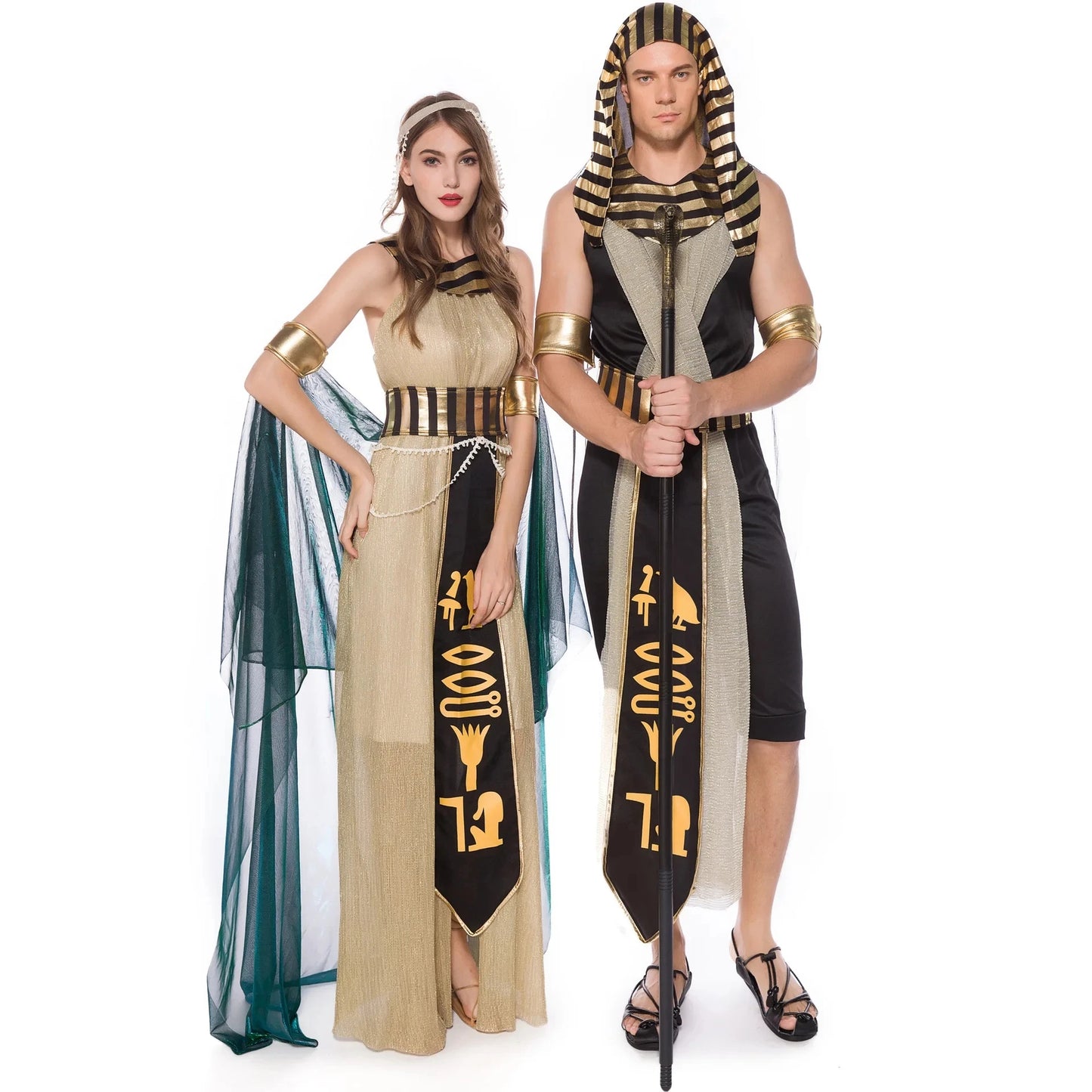 Pharaoh & Cleopatra Couple Costume – Egyptian King & Queen Cosplay Set