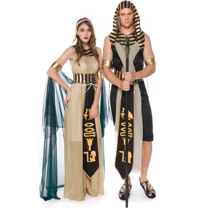 Pharaoh & Cleopatra Couple Costume – Egyptian King & Queen Cosplay Set