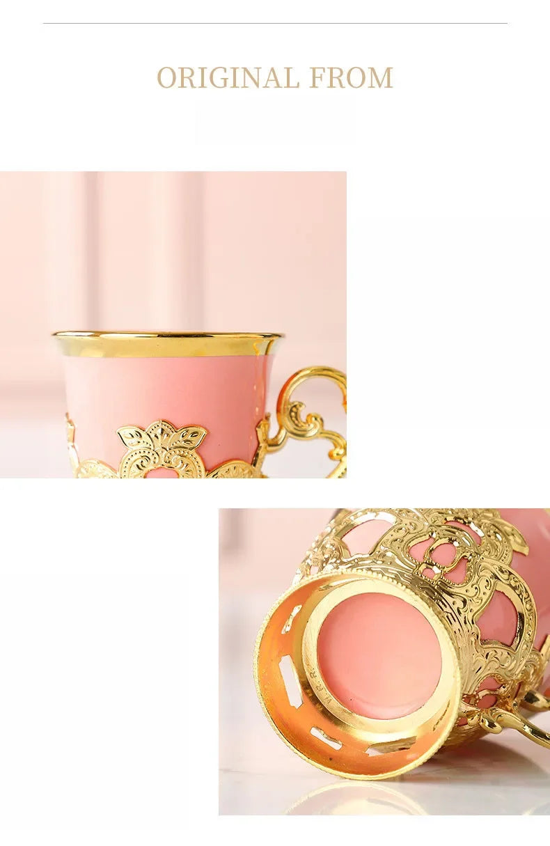 Gilded Finjan – Golden Border Turkish Coffee Cups with Saucers