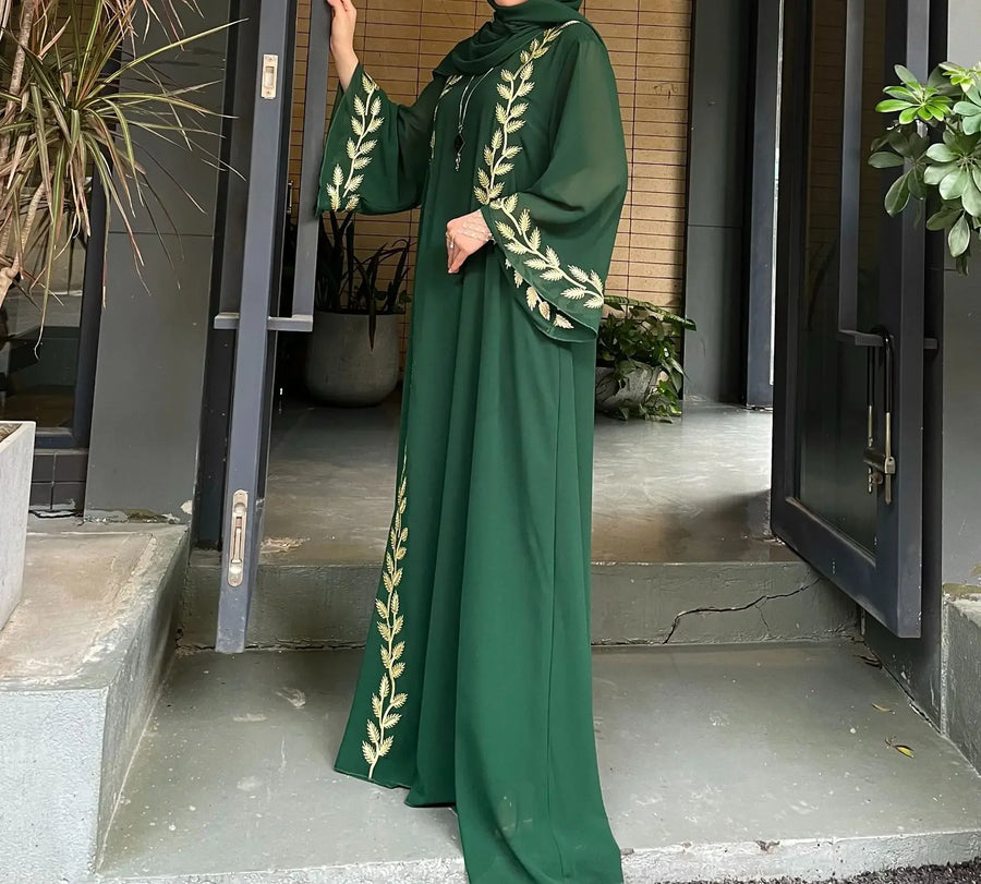 The Eid Set – 2-Piece Embroidered Abaya with Scarf for the Muslim Woman