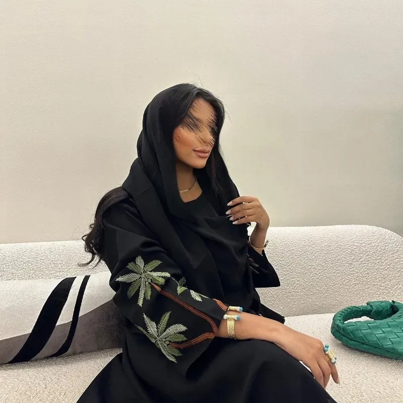 Black Leaves – Embroidered Abaya for the Muslim Woman