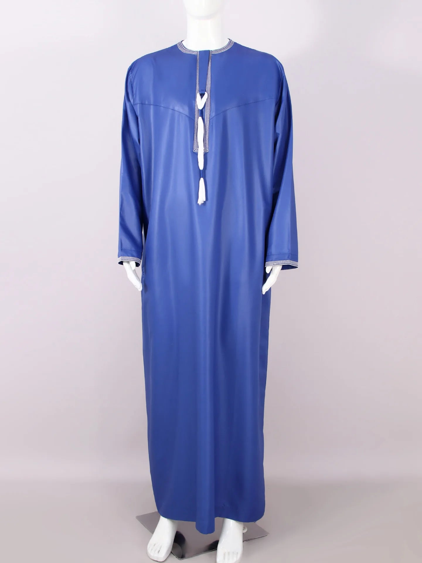 Eid Ramadan Muslim Men Long Robe Round Neck Embroidered Oman Dubai Arabian Saudi Male Jubba Thobe Adults Abayas Islamic Kamis