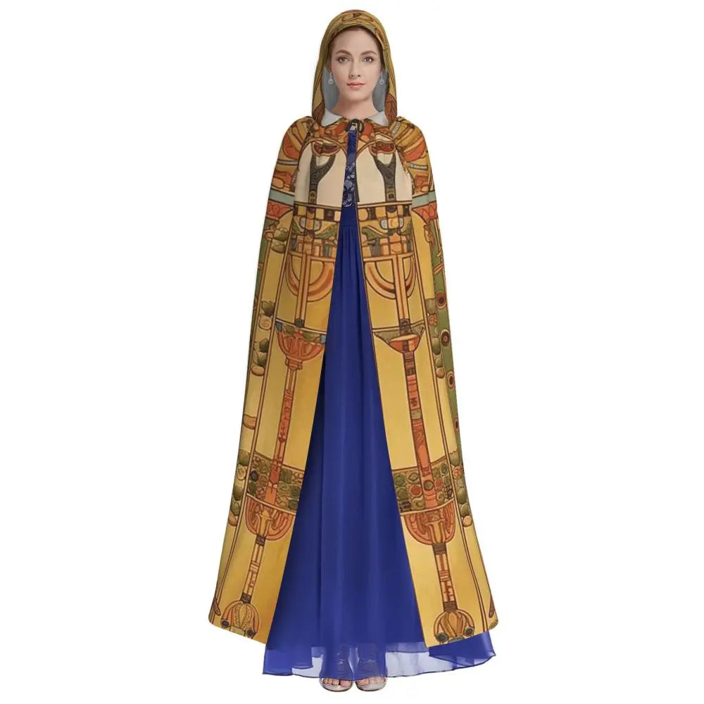 Pharaoh Golden Crown Hooded Cape – Egyptian Cosplay Cloak for Adults