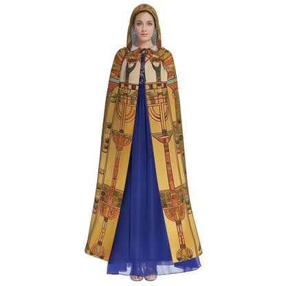 Pharaoh Golden Crown Hooded Cape – Egyptian Cosplay Cloak for Adults